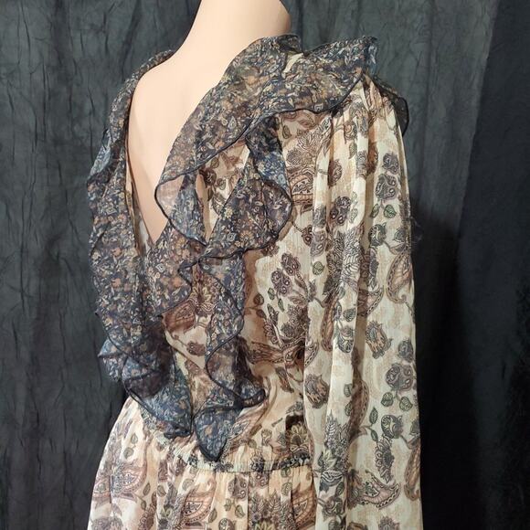 ANTHROPOLOGIE Long Jacket Dress FLORAL DUSTER Victorian Romantic Ruffles XL - Picture 6 of 11
